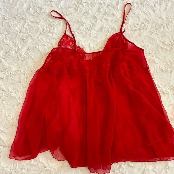 Victoria’s Secret Vintage Gold Label Red Babydoll Slip Chemise Lingerie Large - Picture 4 of 4